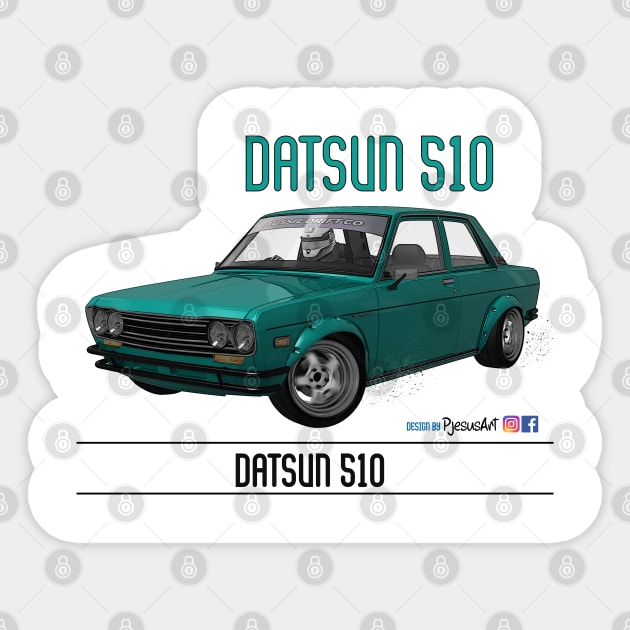 Datsun 510 Aqua Sticker by PjesusArt